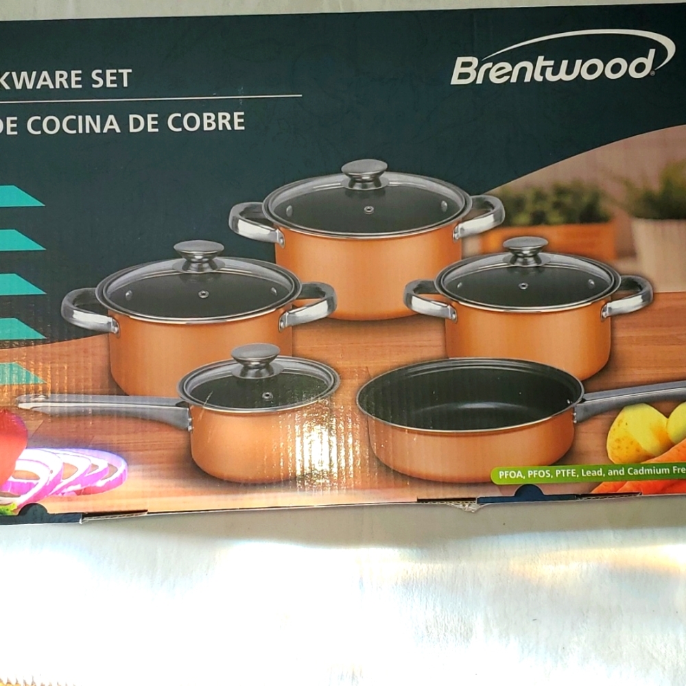 New 9 pc Copper Cookware Set